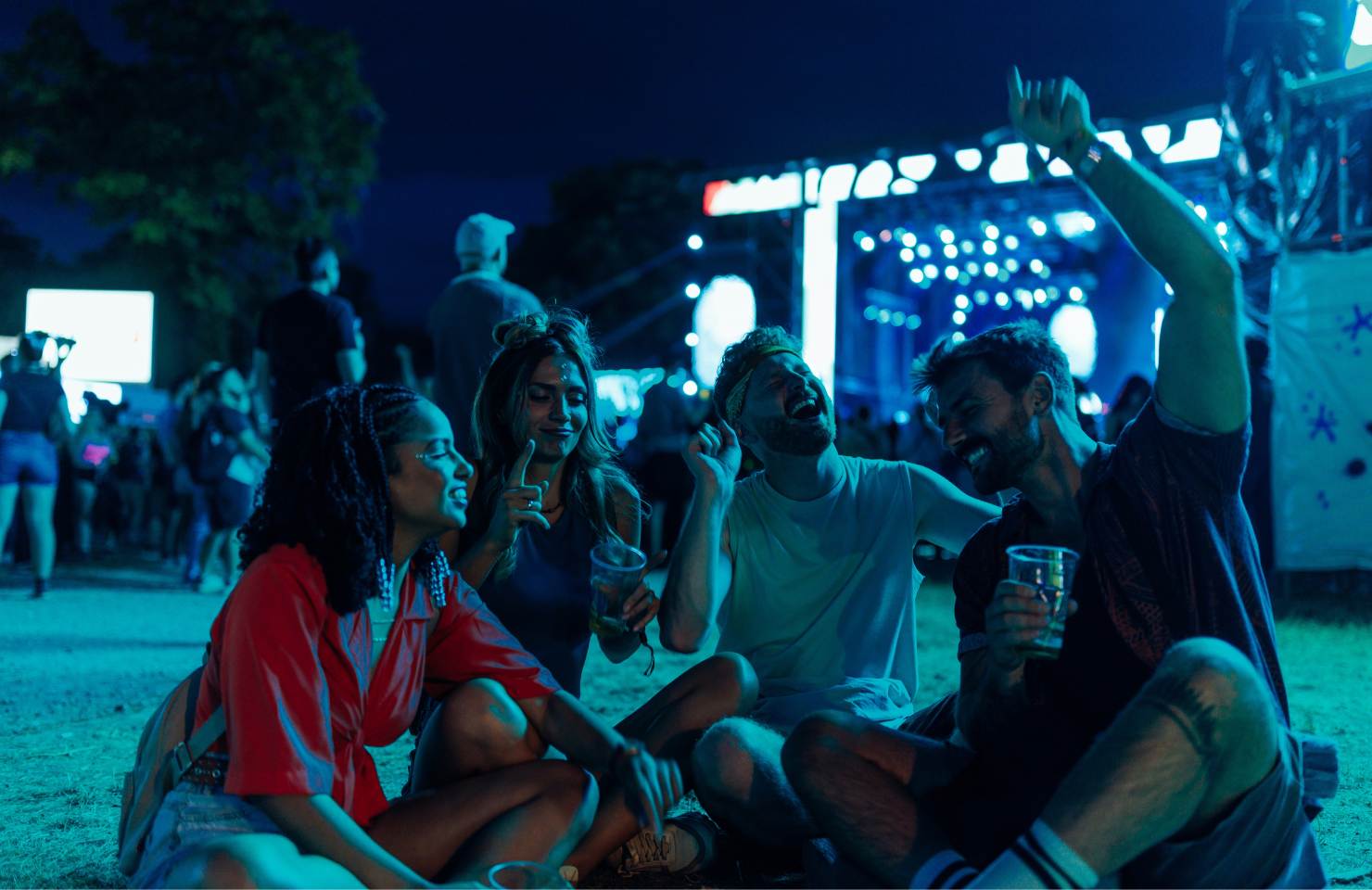 friends enjoying a concert together on palentine's day