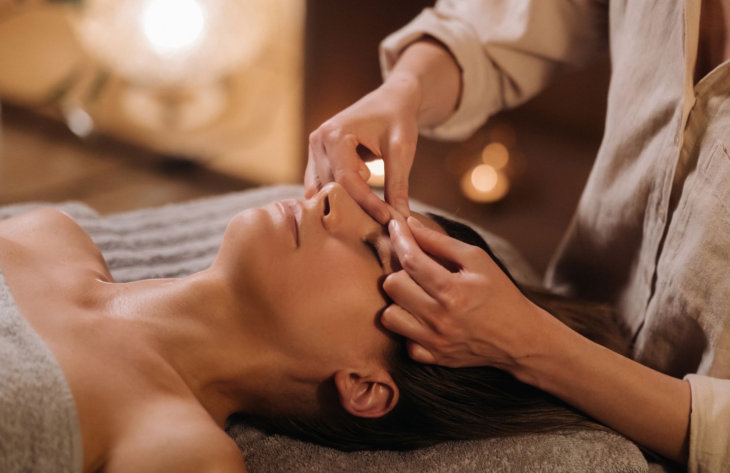 woman gets a face massage