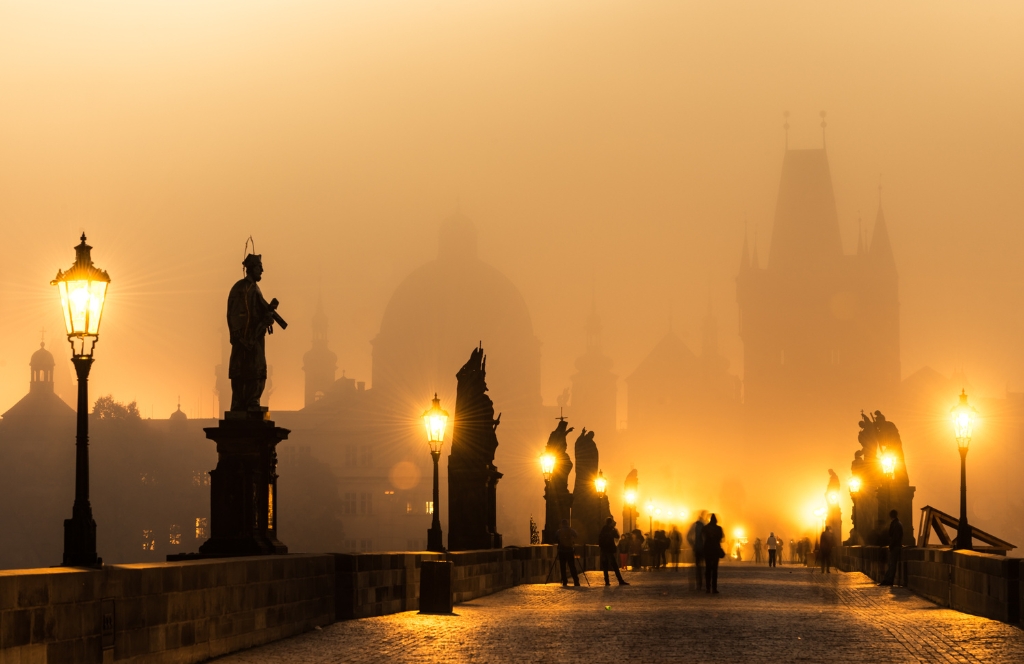 View of Charles Bridge by night