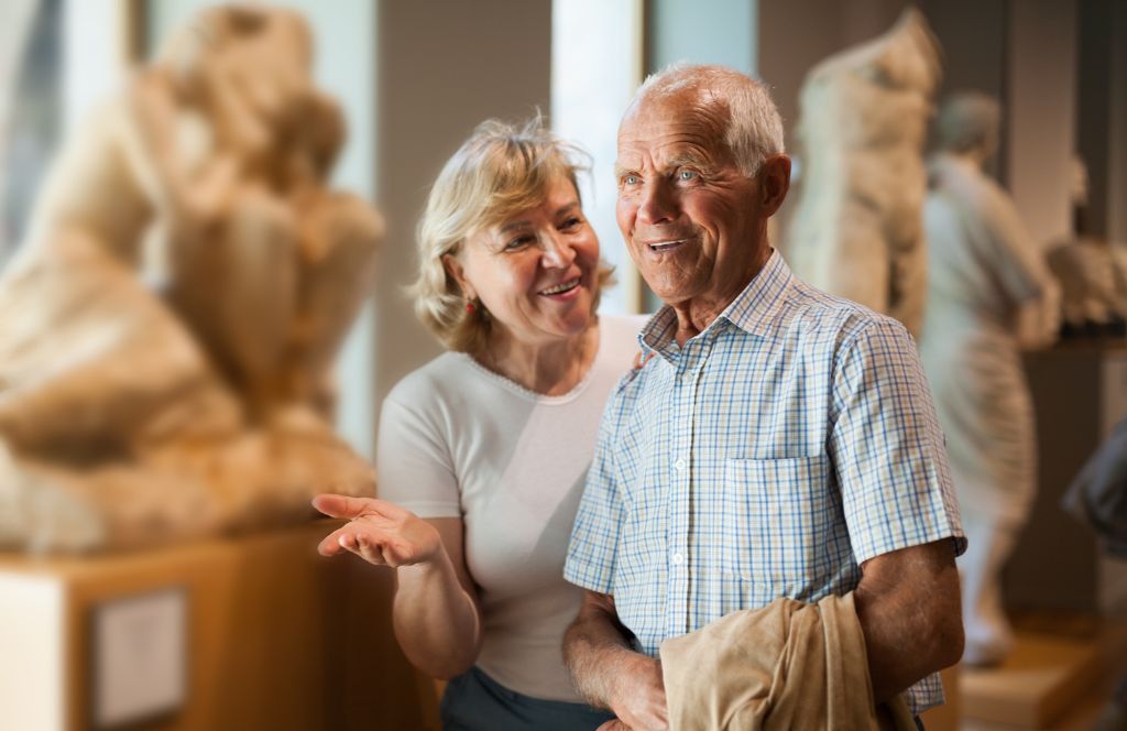 a couple visit a museum as a 30th wedding anniversary gift experience
