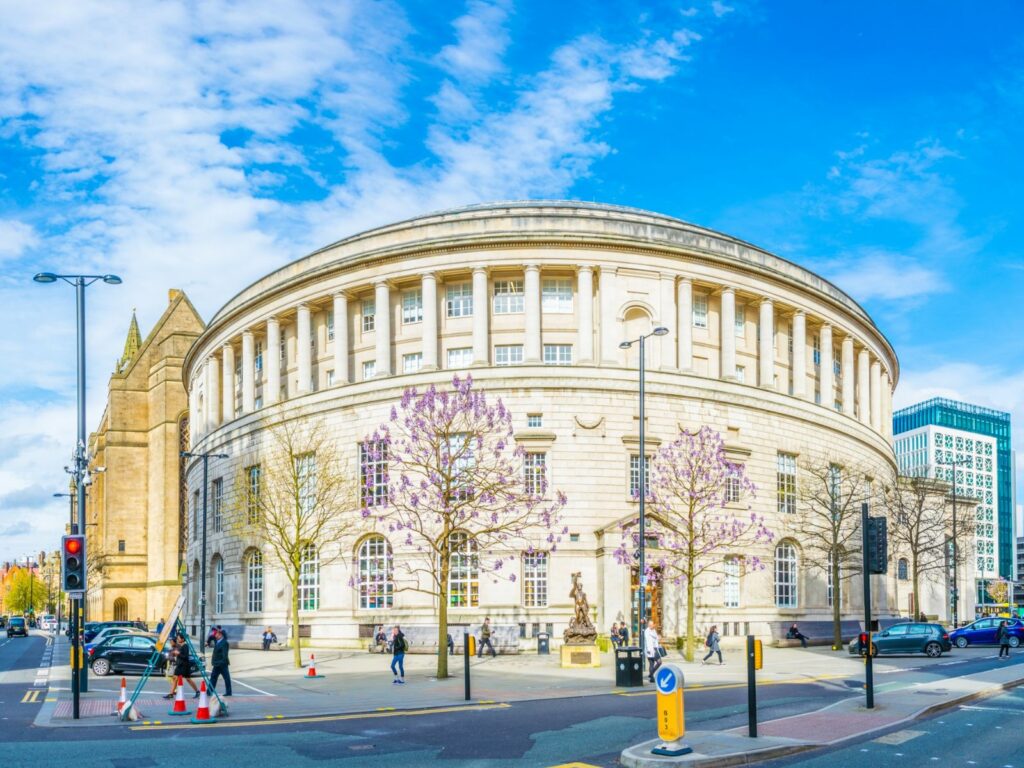 manchester library in the sunshine